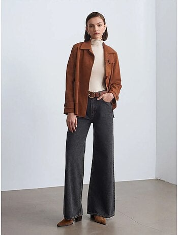 Jean large en denim de coton, taille haute dilvin