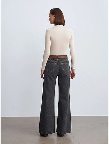 Jean large en denim de coton, taille haute dilvin