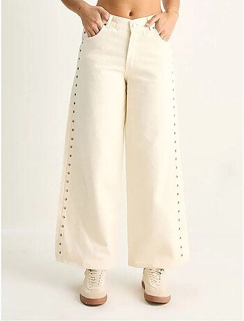 Jean large en denim de coton, taille haute lucci