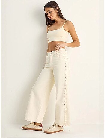 Jean large en denim de coton, taille haute lucci