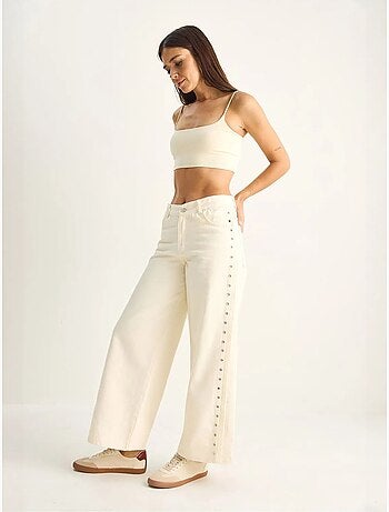 Jean large en denim de coton, taille haute lucci
