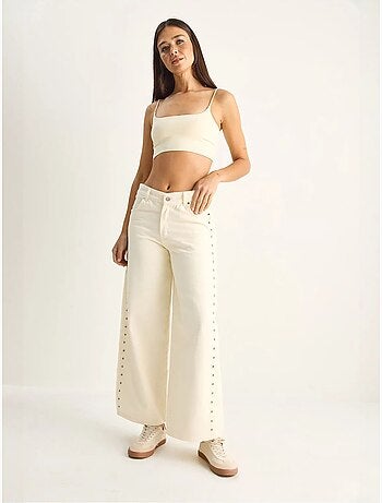Jean large en denim de coton, taille haute lucci