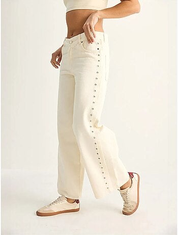 Jean large en denim de coton, taille haute lucci