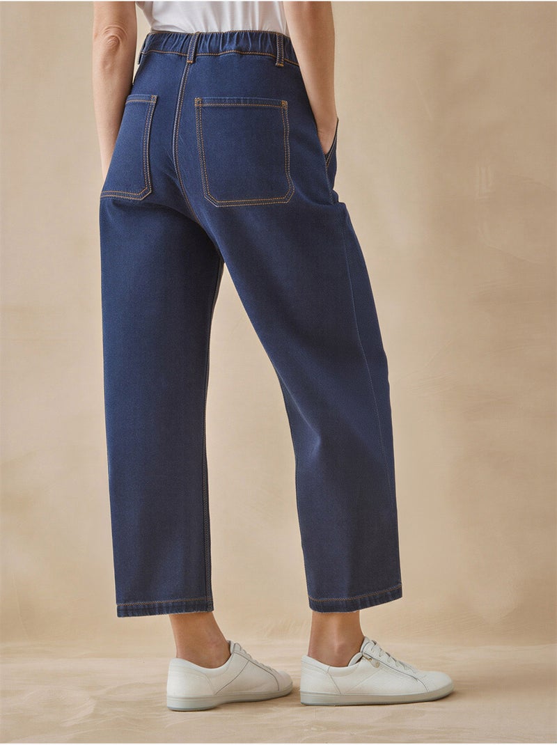 Jean large et court femme - DAXON Bleu denim - Kiabi