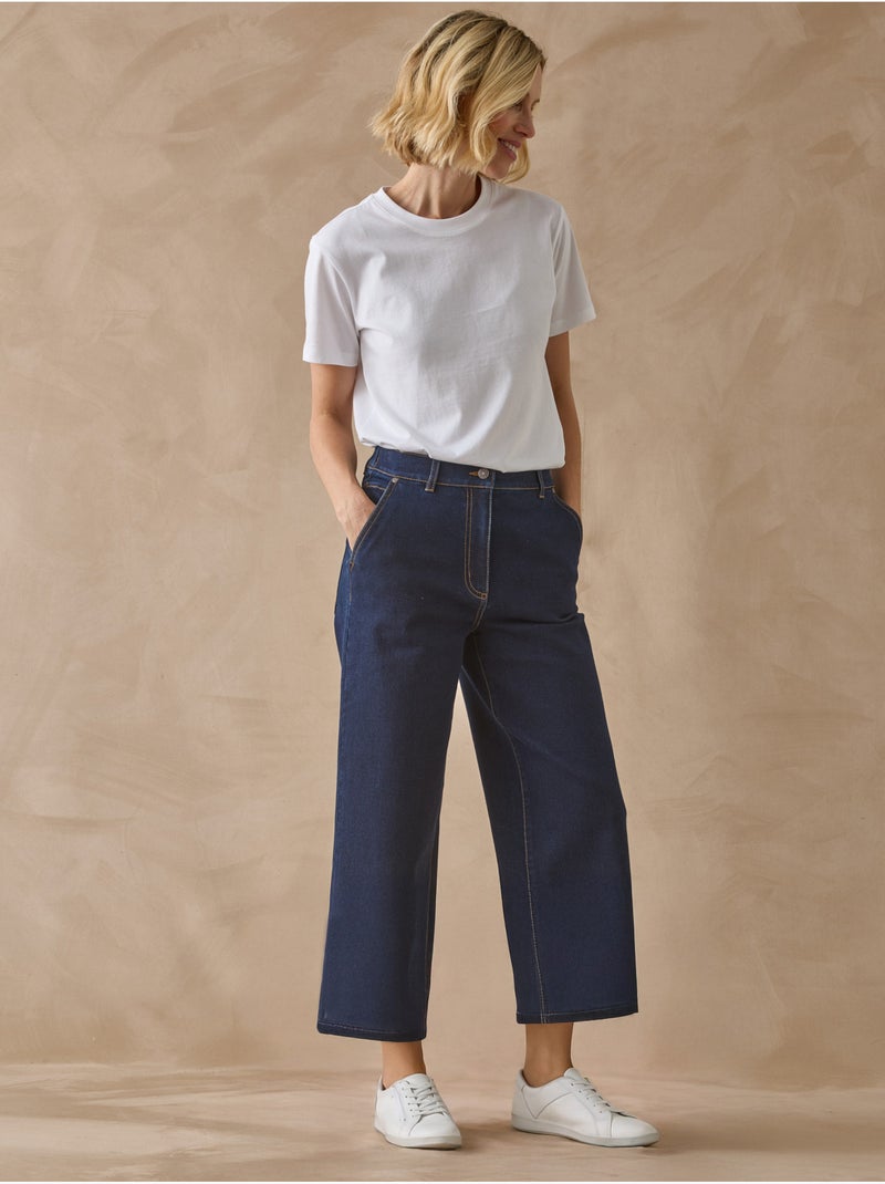 Jean large et court femme - DAXON Bleu denim - Kiabi