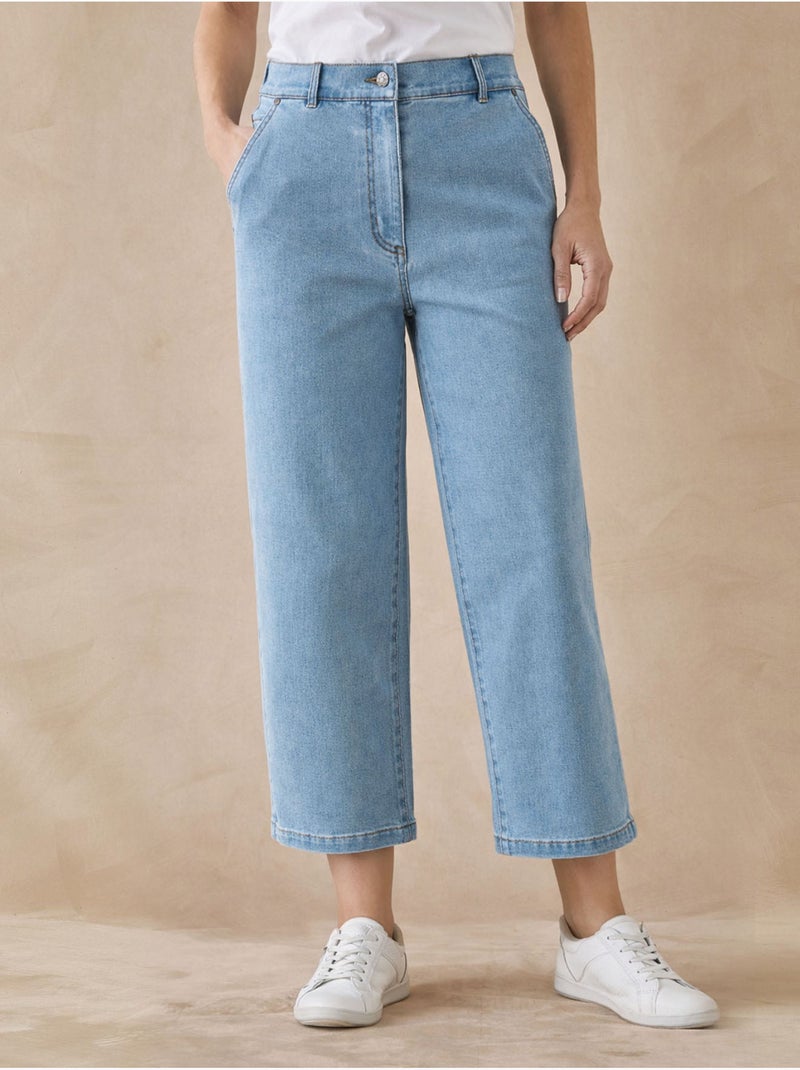 Jean large et court femme - DAXON Bleu jean - Kiabi