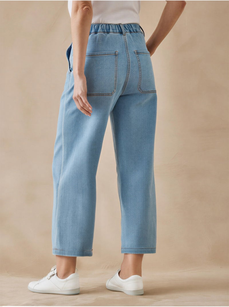 Jean large et court femme - DAXON Bleu jean - Kiabi