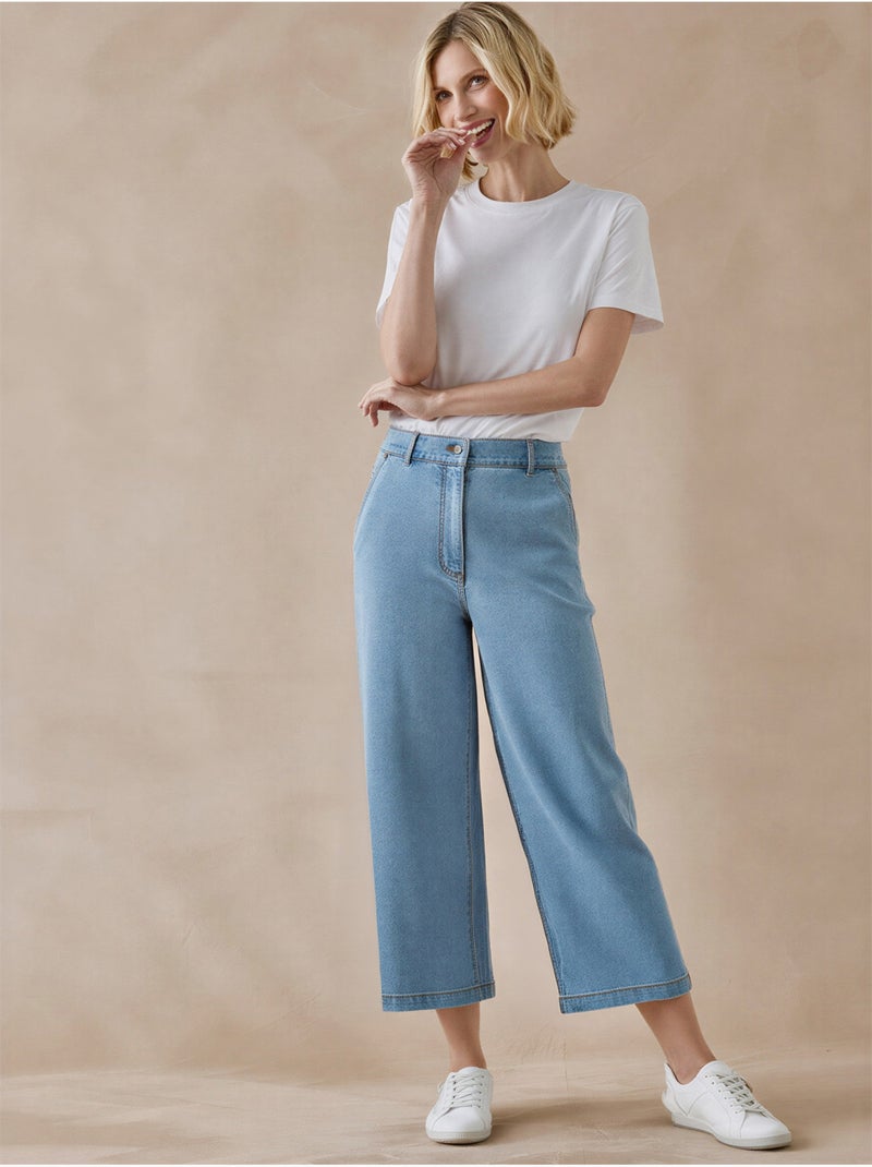 Jean large et court femme - DAXON Bleu jean - Kiabi