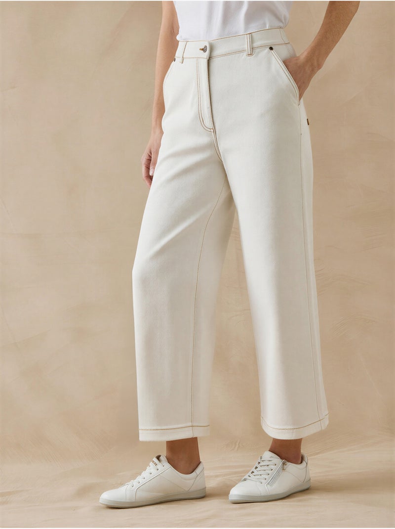 Jean large et court femme - DAXON Ecru - Kiabi