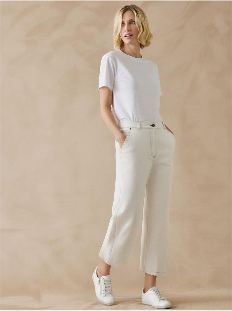 Jean large et court femme - DAXON Ecru - Kiabi