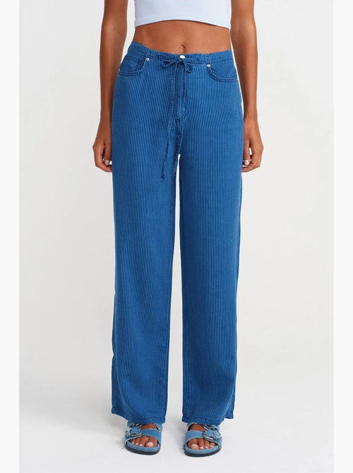 Jean large rayé en tencel à taille mi-haute dilvin - Kiabi