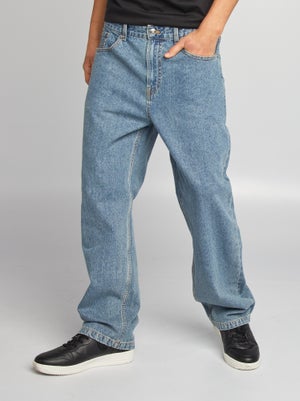 Jean Déchiré Taille Haute Pour Garçon - Coupe Baggy Droite Et Jambe Large - Style Décontracté Ado