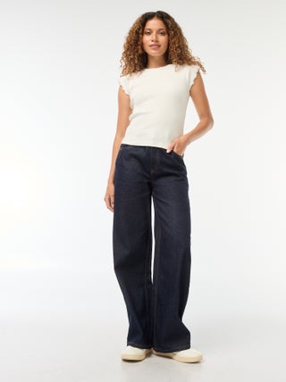 Jean large taille haute 5 poches