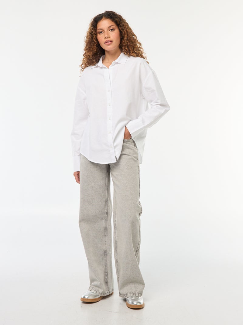 Jean large taille haute 5 poches Gris - Kiabi