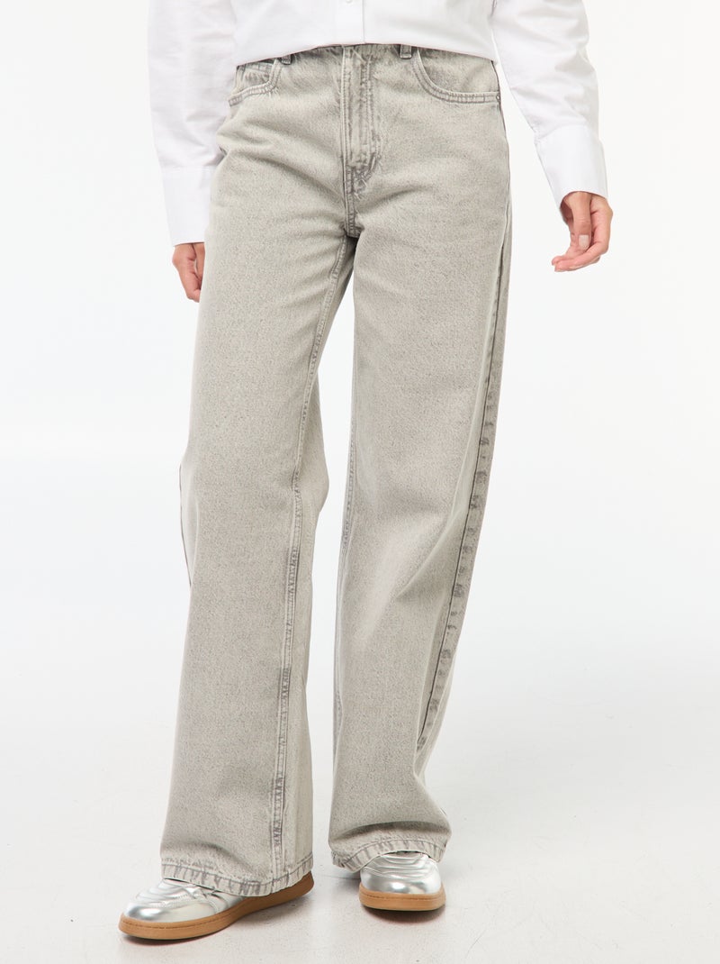 Jean large taille haute 5 poches Gris - Kiabi