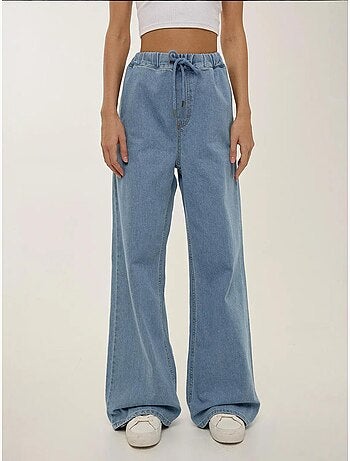 Jean large taille haute à cordon
