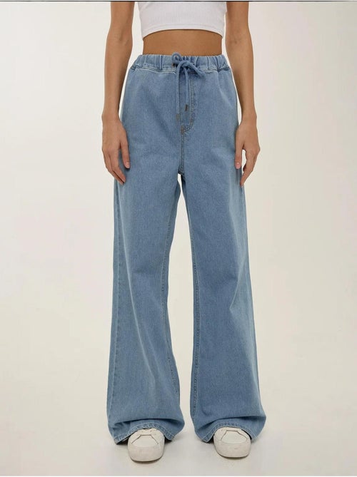 Jean large taille haute à cordon - Kiabi Jean large taille haute à cordon - Kiabi
