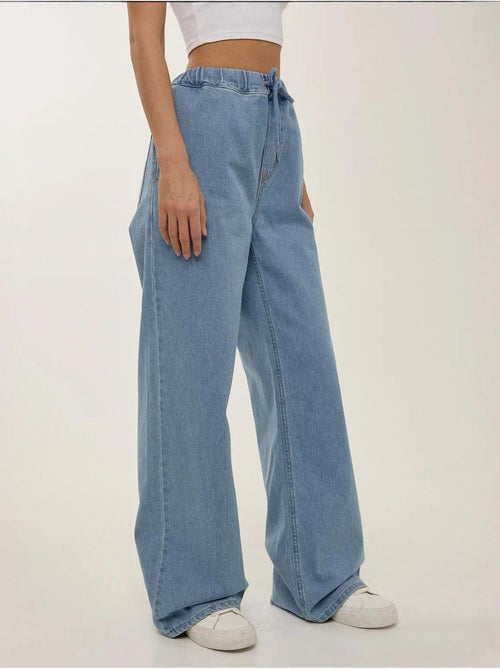 Jean large taille haute à cordon - Kiabi Jean large taille haute à cordon - Kiabi