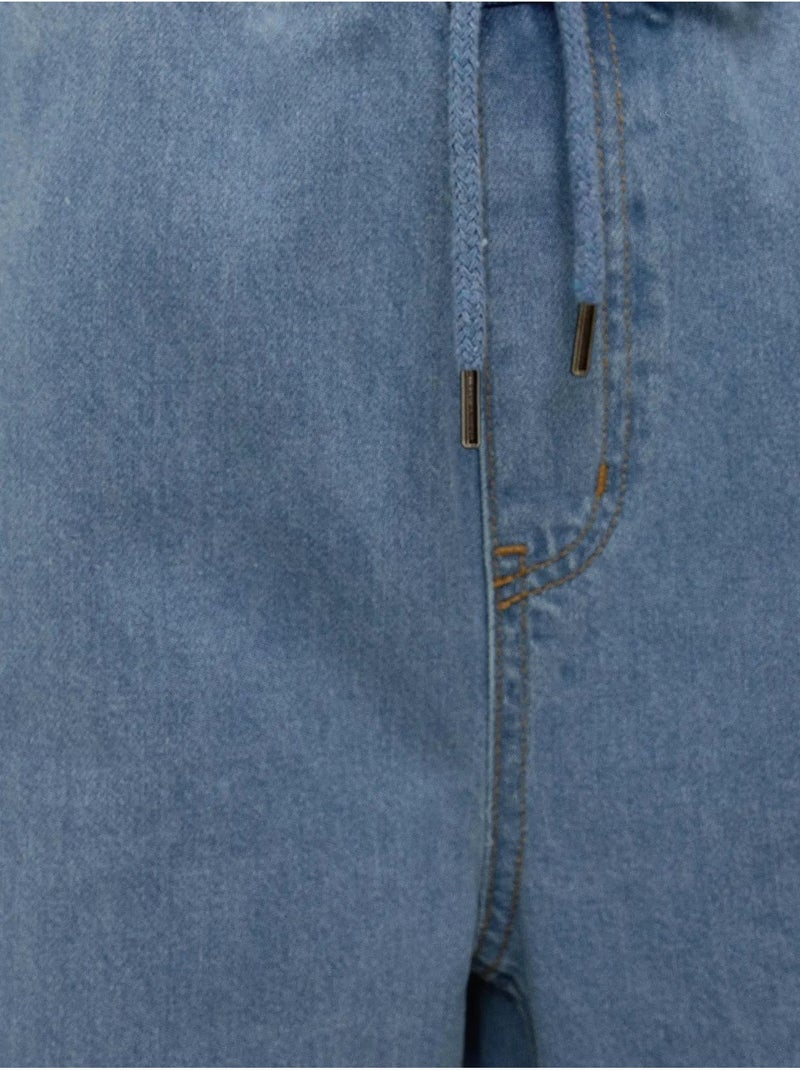Jean large taille haute à cordon Bleu - Kiabi