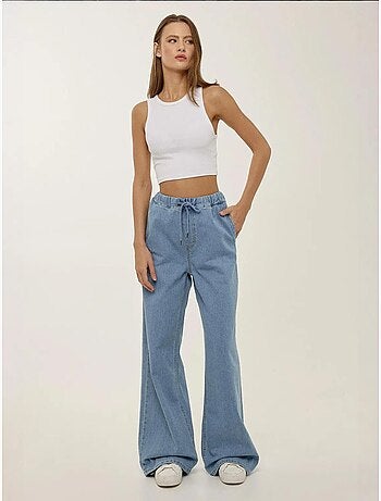 Jean large taille haute à cordon hiccup