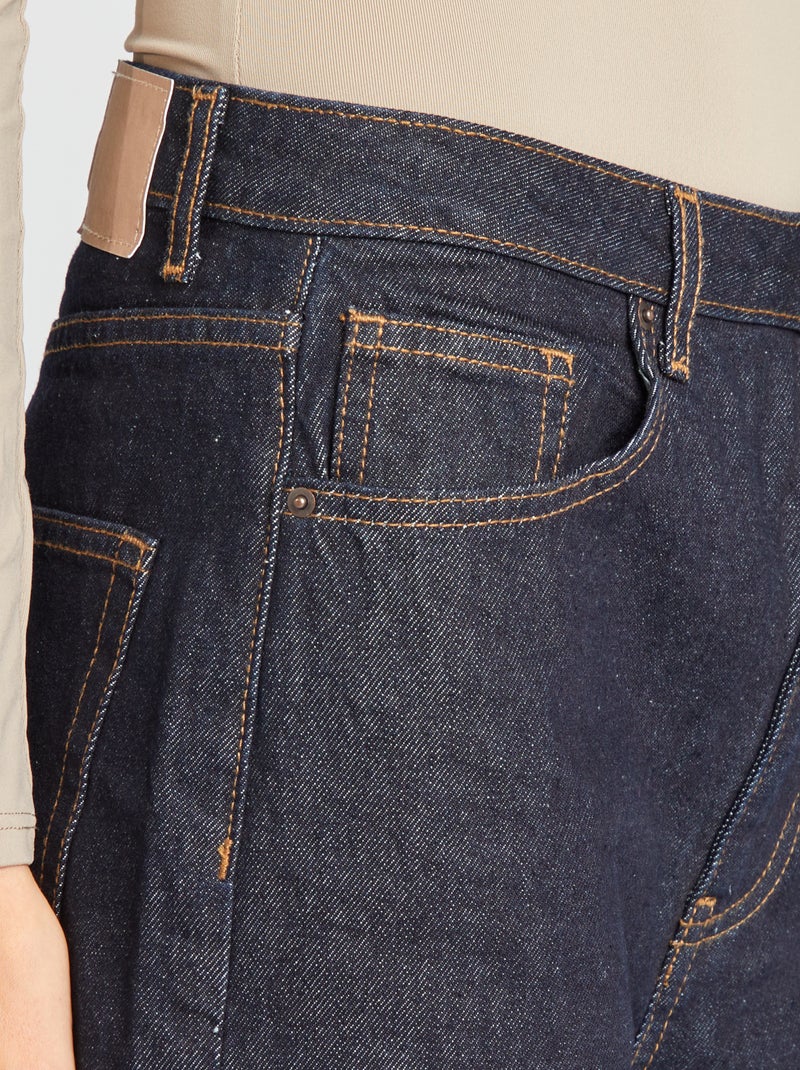 Jean large taille haute avec revers Bleu brut - Kiabi