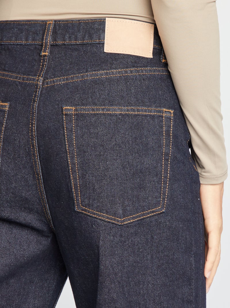 Jean large taille haute avec revers Bleu brut - Kiabi