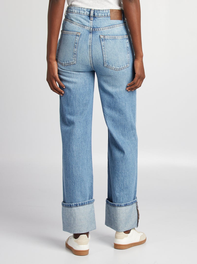 Jean large taille haute avec revers Double stone - Kiabi