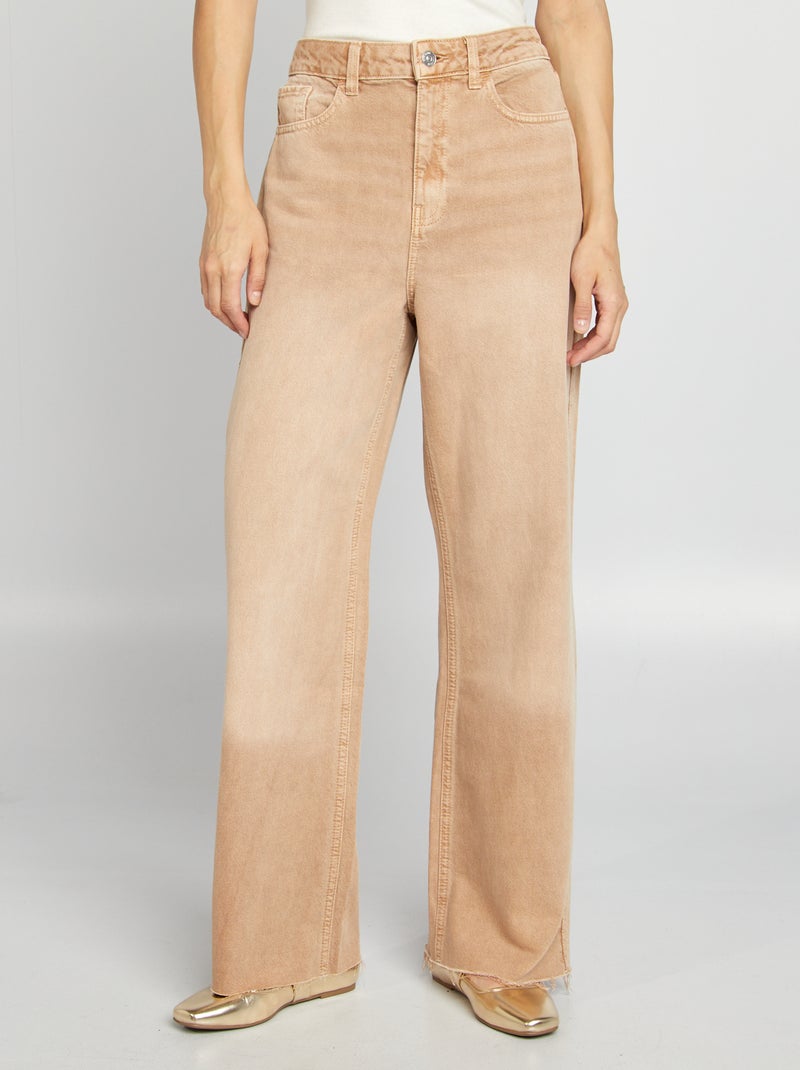 Jean large taille haute Beige - Kiabi