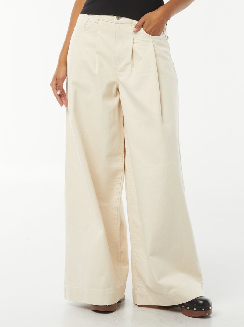 Jean large taille haute Blanc - Kiabi