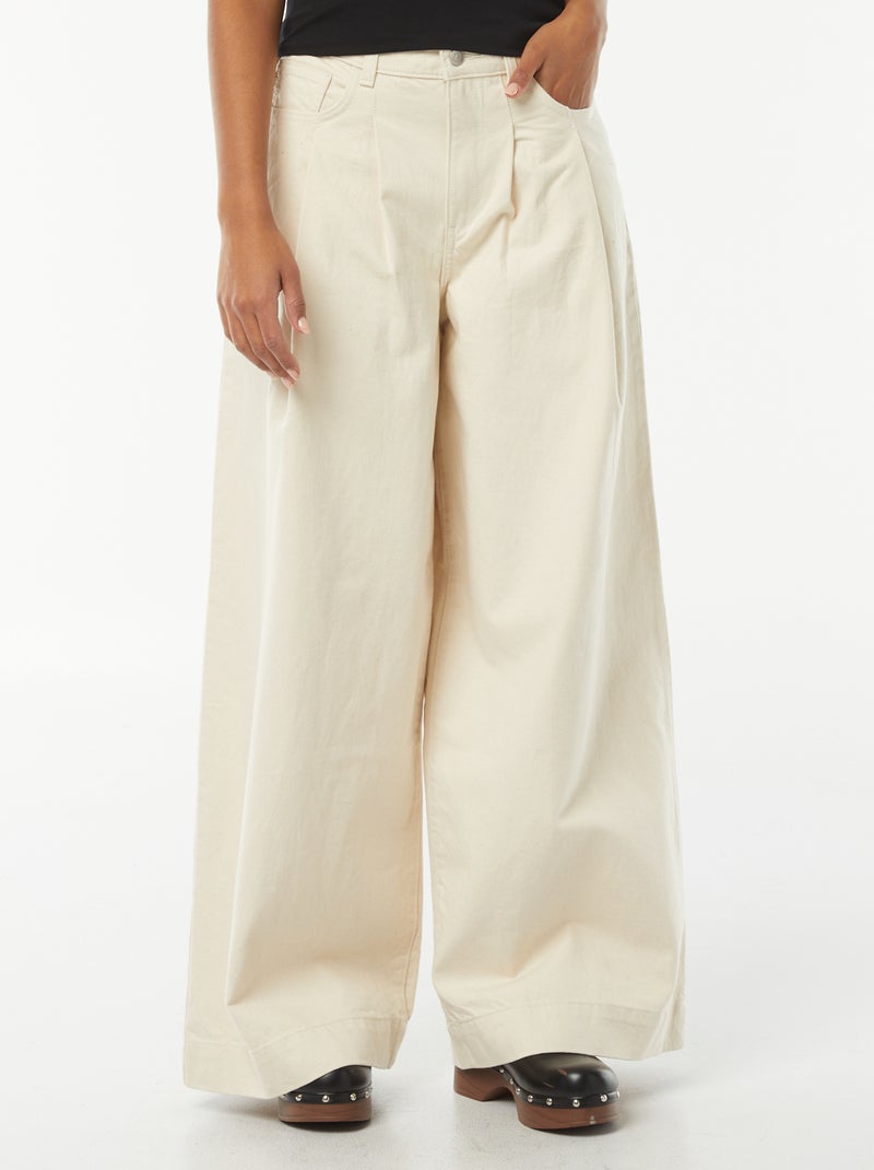 Jean large taille haute Blanc - Kiabi