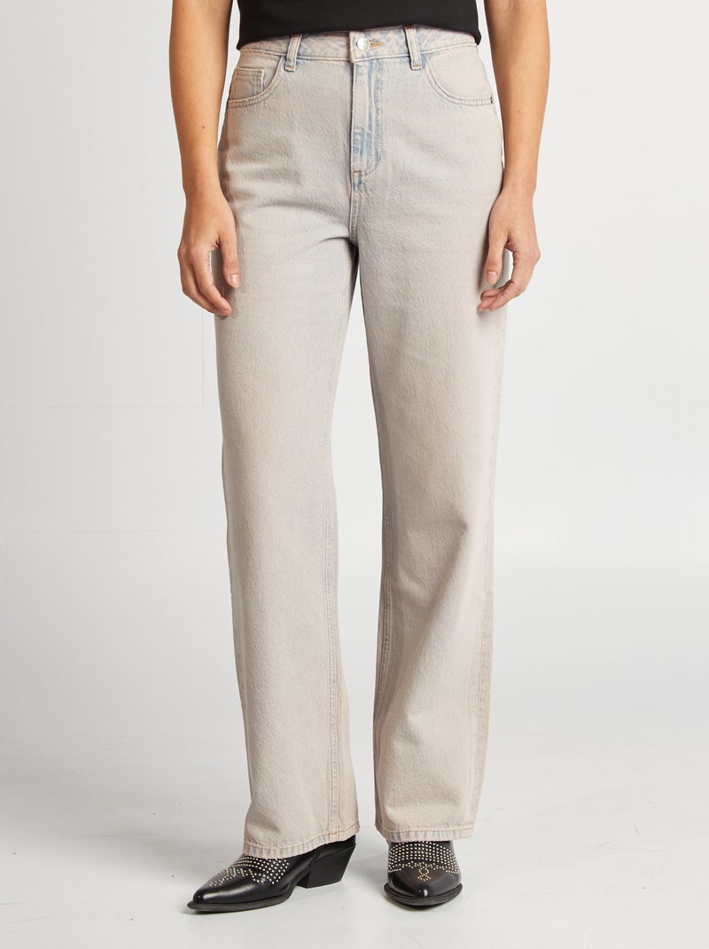 Jean Femme Taille Haute Bleu Denim - Taille XL, Coupe Wide-leg, Déchirures, Occasion Très Bon état