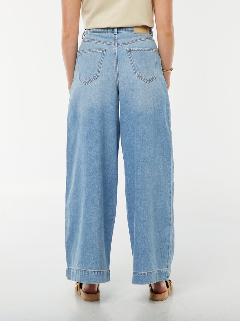 Jean large taille haute Bleu - Kiabi