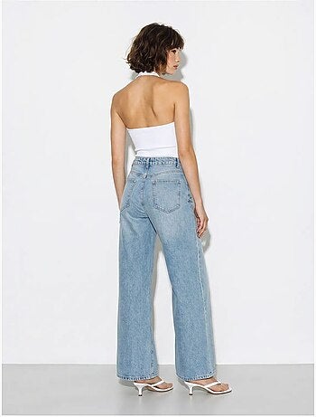 Jean large taille haute brodé lucci