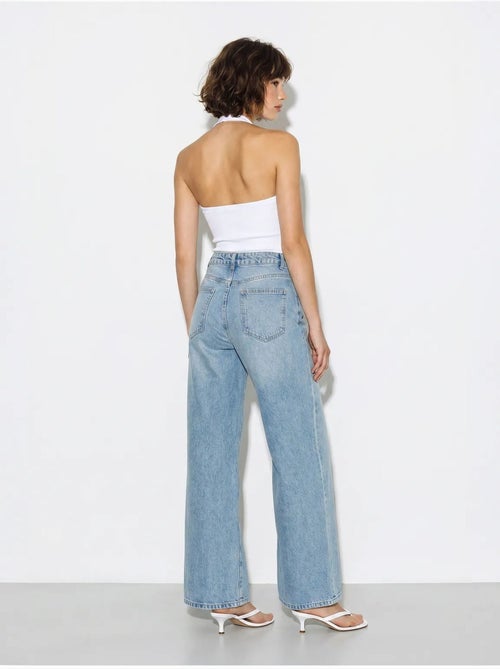 Jean large taille haute brodé lucci - Kiabi Jean large taille haute brodé lucci - Kiabi