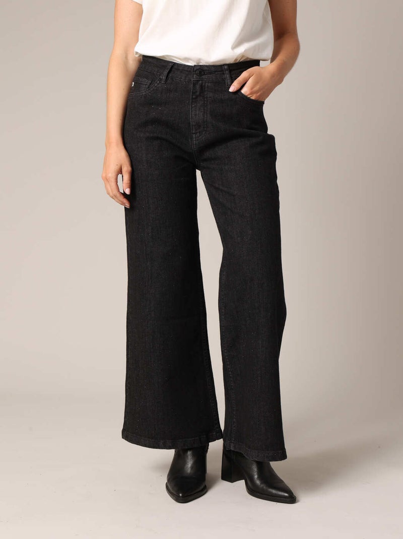 Jean large taille haute 'Deeluxe' Noir Gris - Kiabi