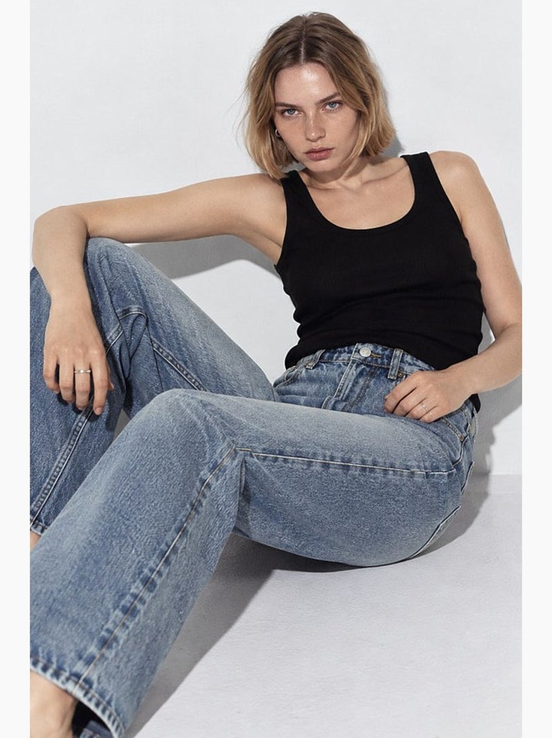 Jean large taille haute hiccup Bleu clair - Kiabi