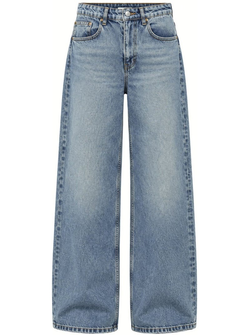 Jean large taille haute hiccup Bleu clair - Kiabi