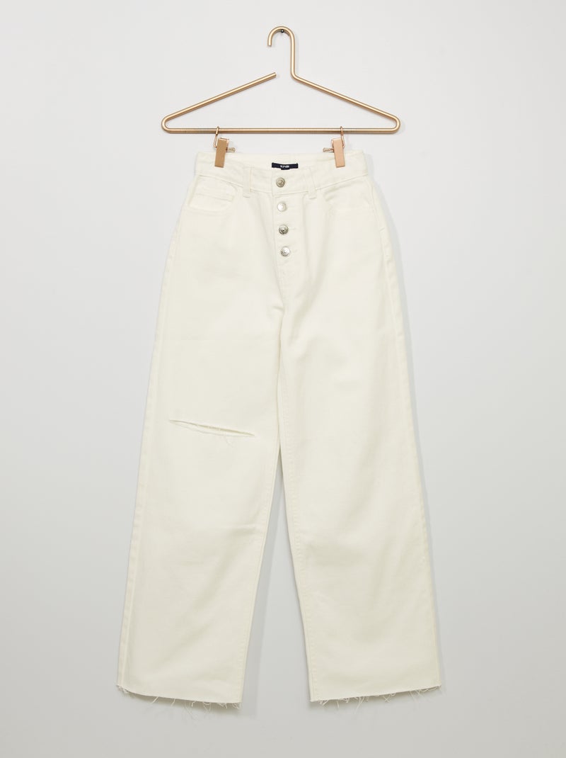 Jean large troué Blanc - Kiabi
