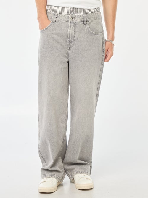 Jean large type baggy avec faux caleçon intégré à la taille - Kiabi