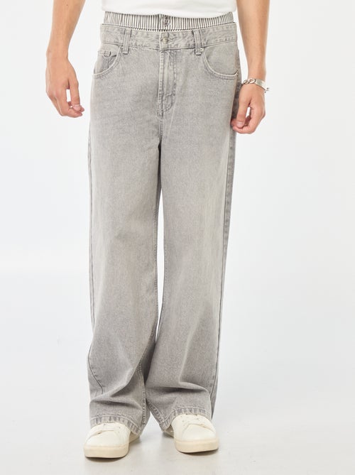 Jean large type baggy avec faux caleçon intégré à la taille - Kiabi