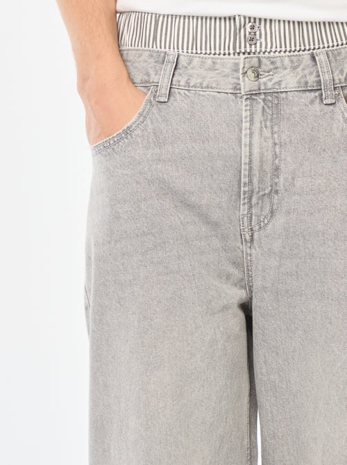 Jean large type baggy avec faux caleçon intégré à la taille - Kiabi