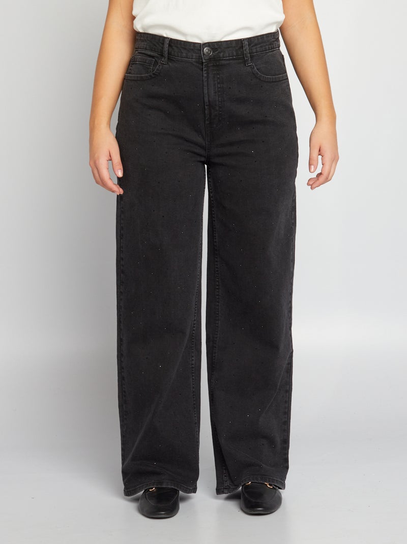 Jean large / wide leg Noir - Kiabi