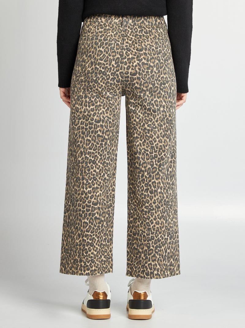 Jean large / wide leg ouverture par boutons fantaisies Léopard - Kiabi