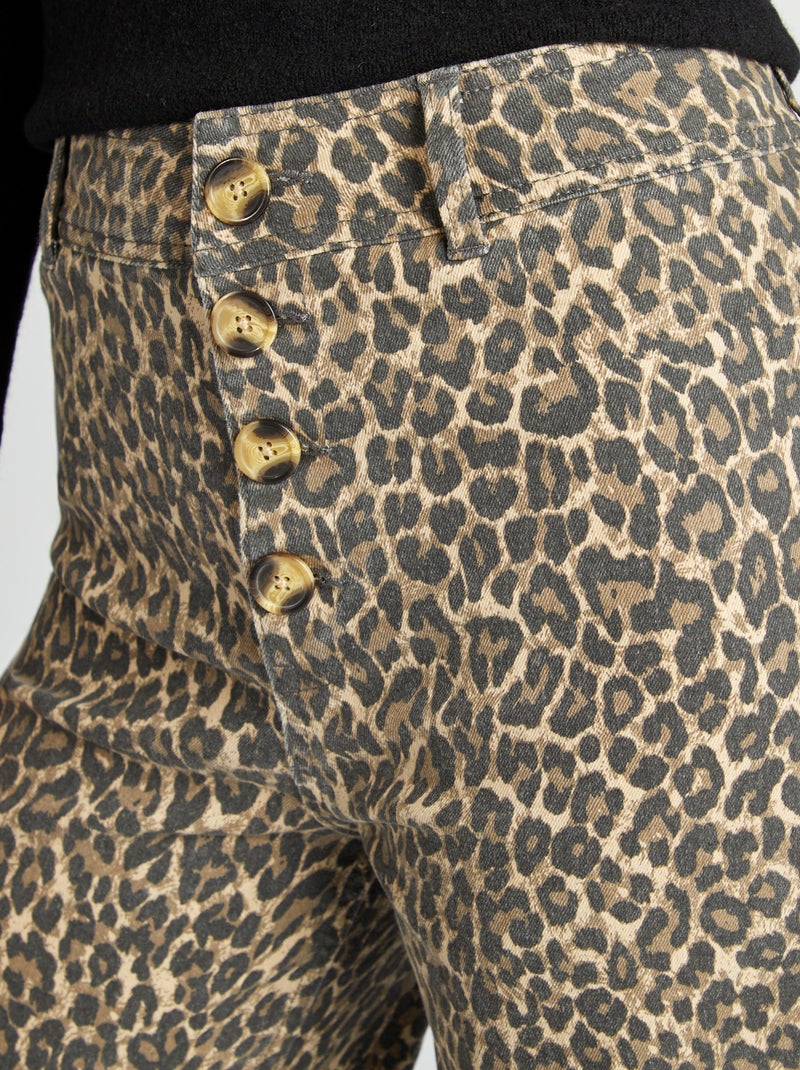 Jean large / wide leg ouverture par boutons fantaisies Léopard - Kiabi