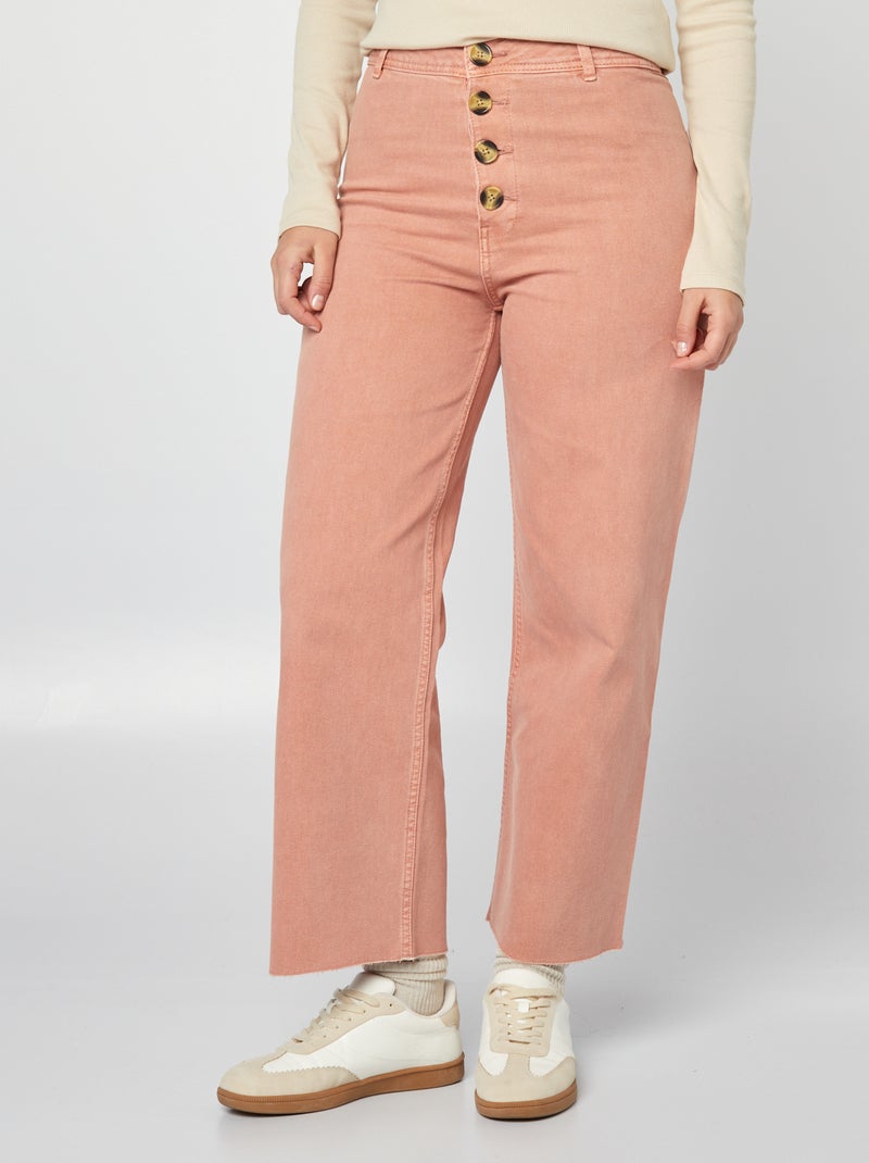 Jean large / wide leg ouverture par boutons fantaisies Rose - Kiabi