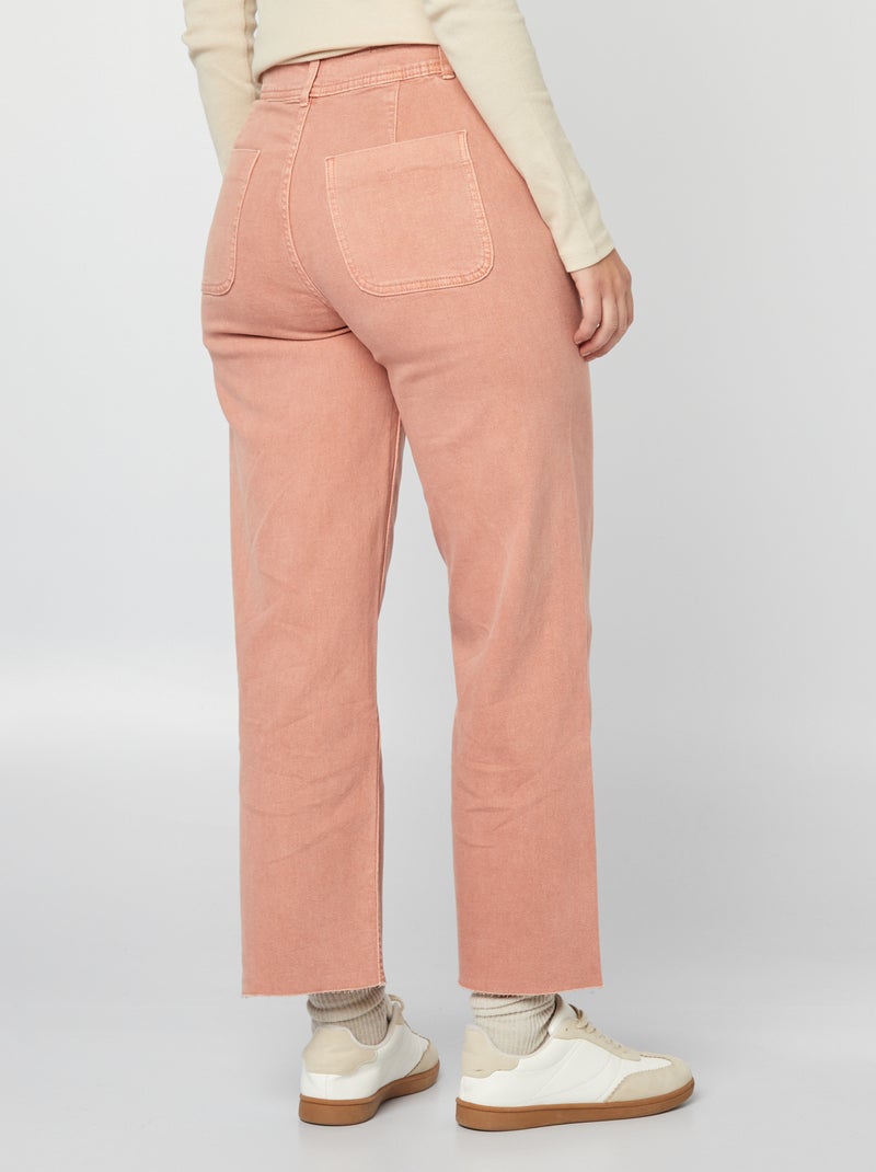 Jean large / wide leg ouverture par boutons fantaisies Rose - Kiabi