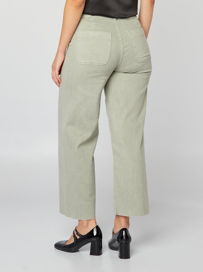 Jean large / wide leg ouverture par boutons fantaisies Vert - Kiabi