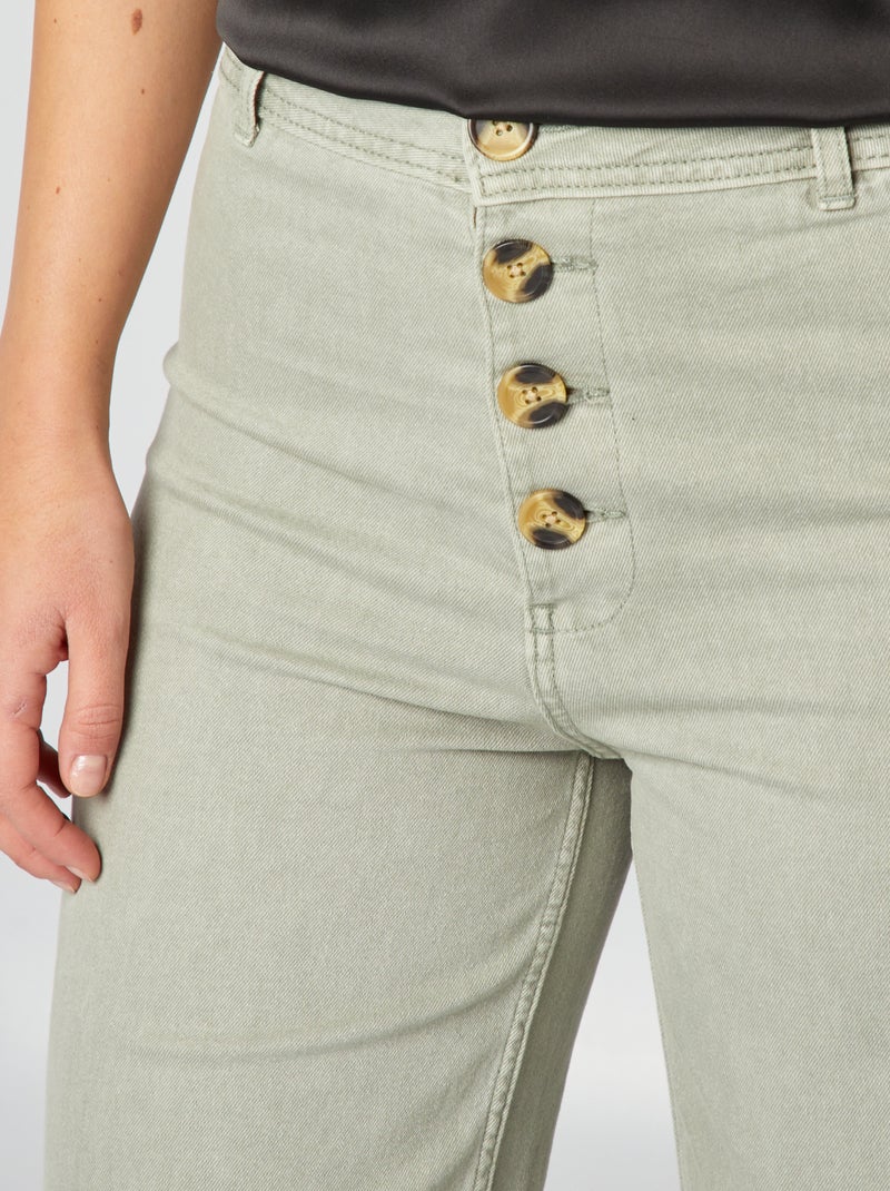 Jean large / wide leg ouverture par boutons fantaisies Vert - Kiabi