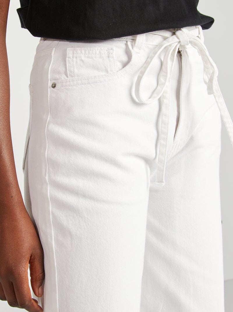 Jean large / wide leg taille haute blanc - Kiabi