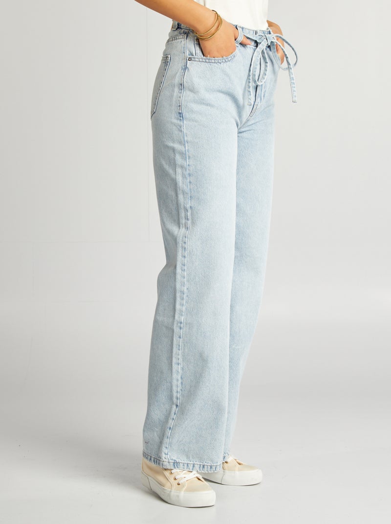 Jean large / wide leg taille haute Bleu - Kiabi